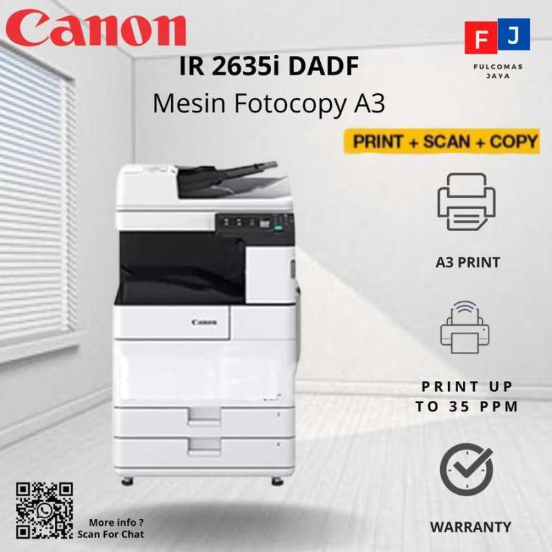 Mesin Fotokopi CANON IR 2635i 2635 DADF Kertas A3 A4 Fotocopy B/W