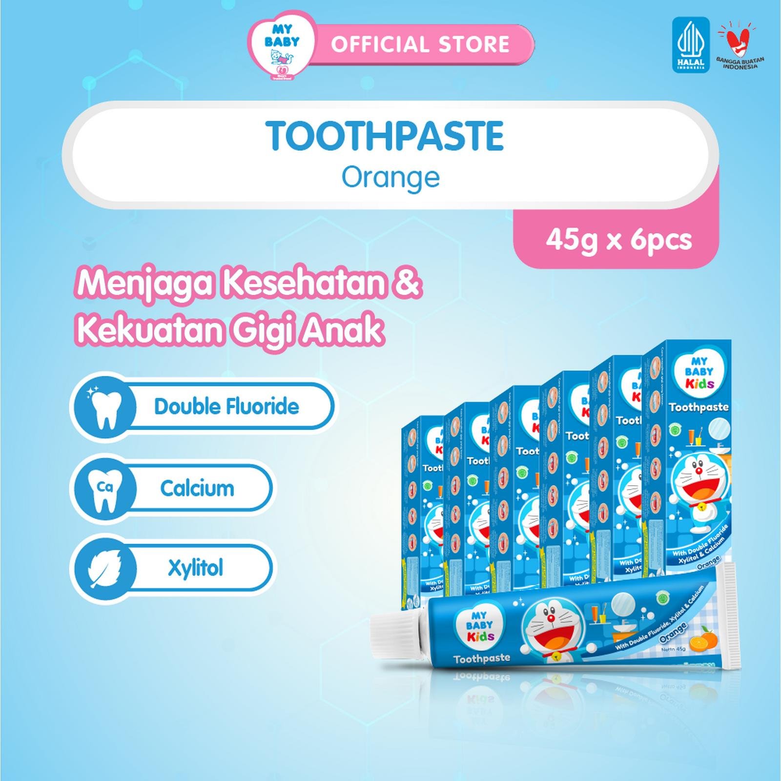 MY BABY Kids Toothpaste Orange [45 g / 6 pcs] - Pasta Gigi Anak Rasa Jeruk - Exp: 08.2027