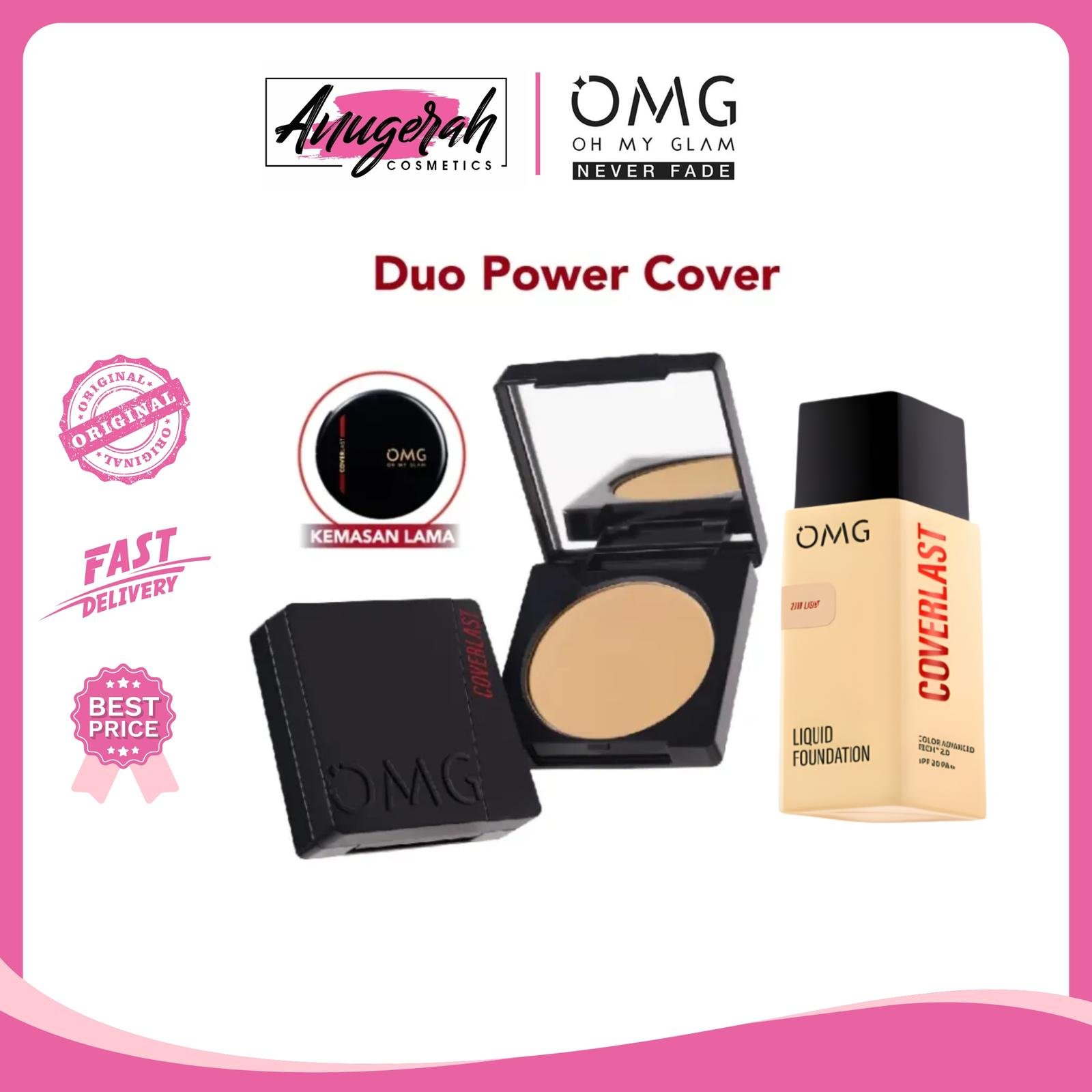 BUNDLE ISI 2 OMG Oh My Glam Coverlast Two Way Cake