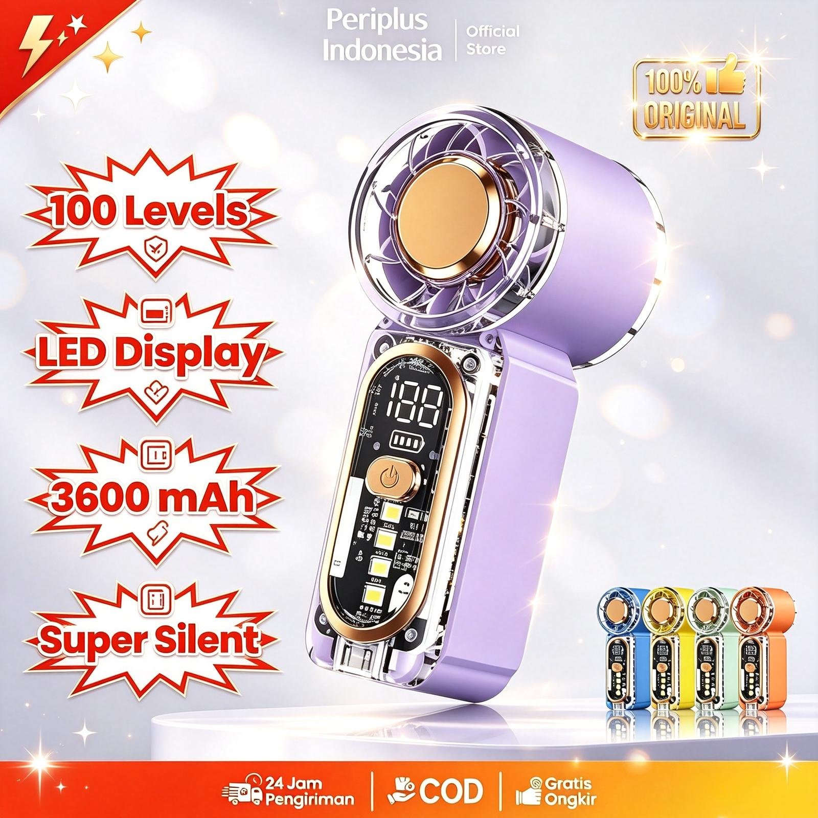 Periplus Indonesia Kipas Mini High Speed Handheld Fan Kipas Angin Portable Mini 3600mAh