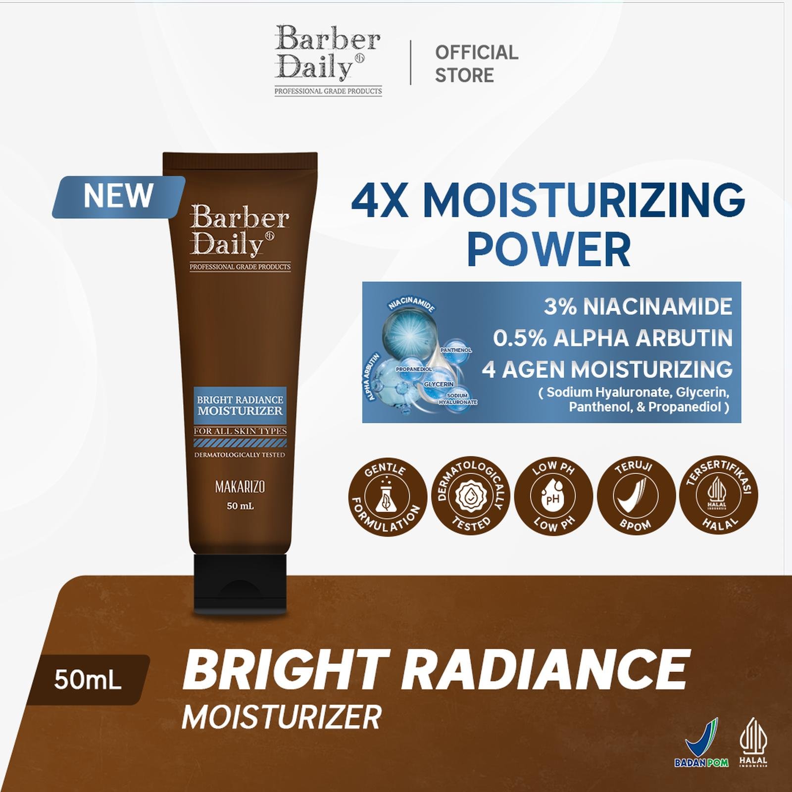 Barber Daily Bright Radiance Moisturizer 1 pag ( 5pcs)- 50 mL