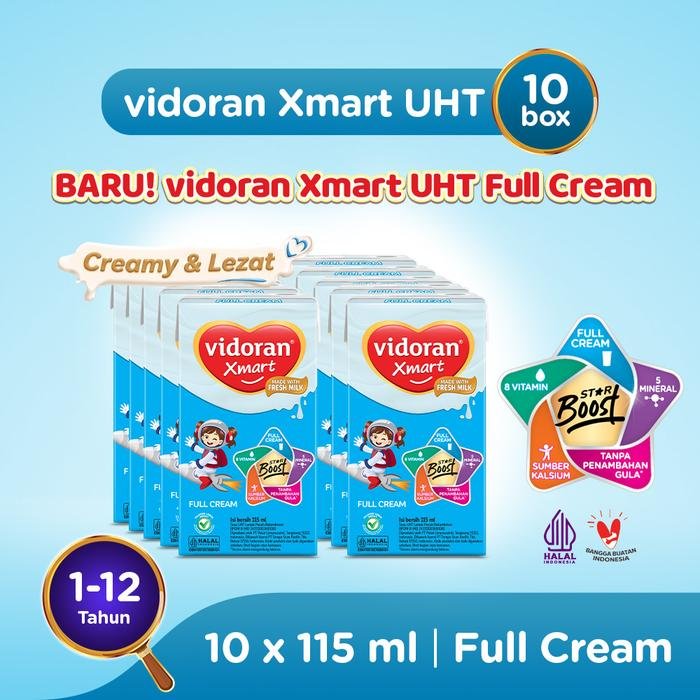 Vidoran Xmart UHT Susu Cair Full Cream [10pcs / 115 ml]