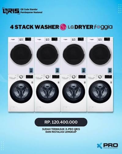 Paket Set washer stack LG 15 dan Foggia 16 kg 4 set