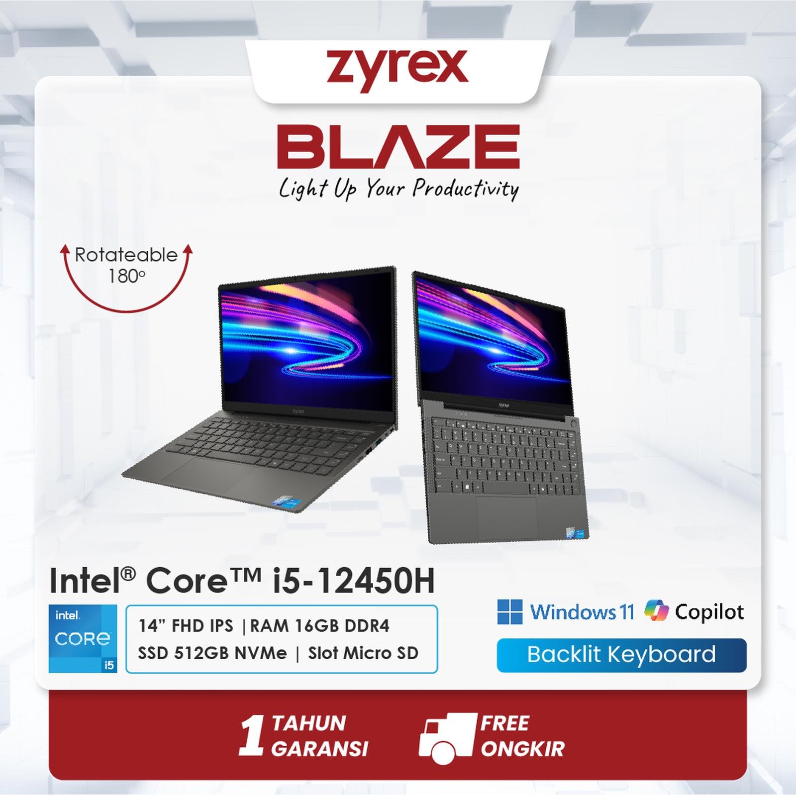 Laptop ZYREX BLAZE Intel Core i5-12450H RAM 16GB 512GB SSD NVMe