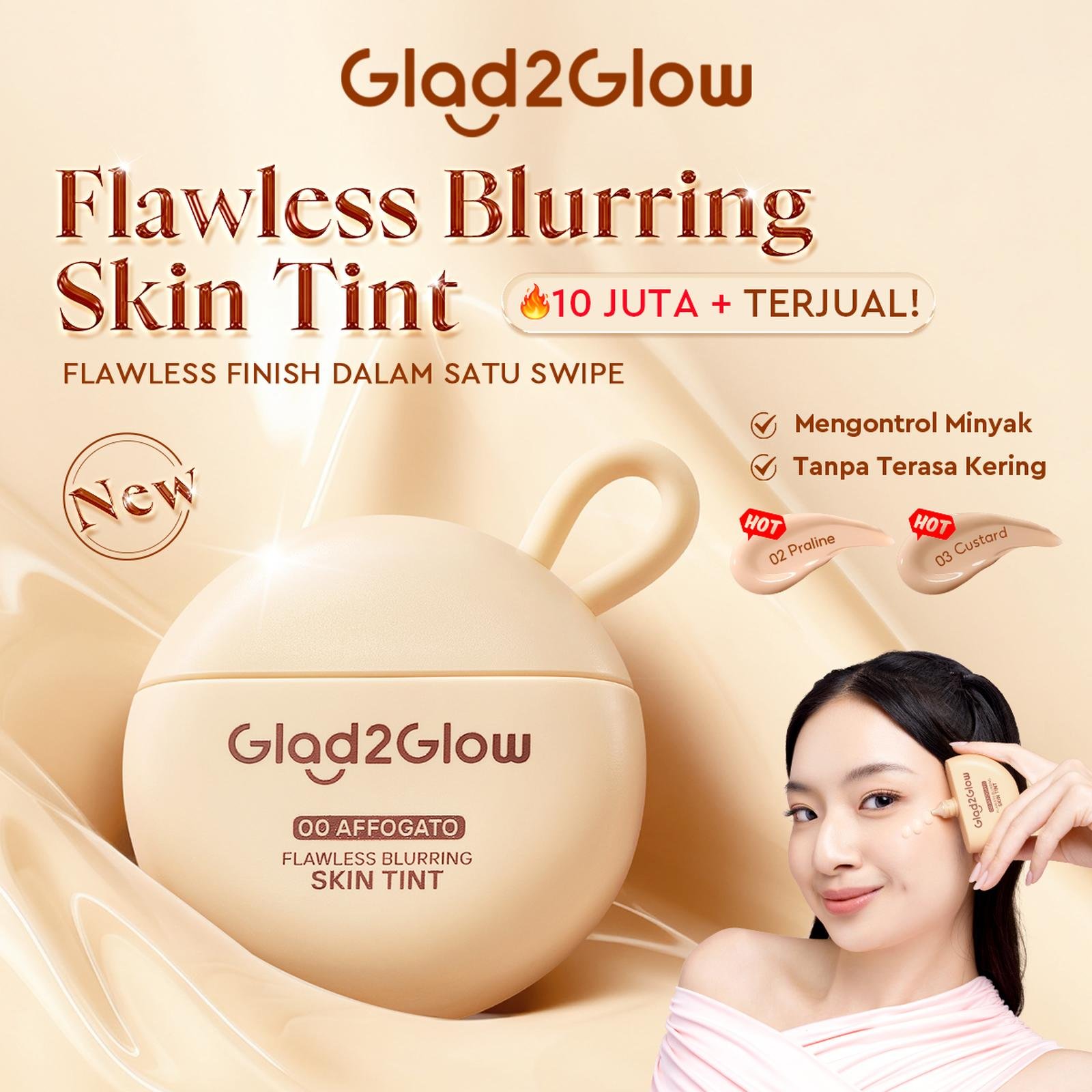 ] Glad2Glow Flawless Blurring Skin Tint Foundation Ringan Mengandung Squalane