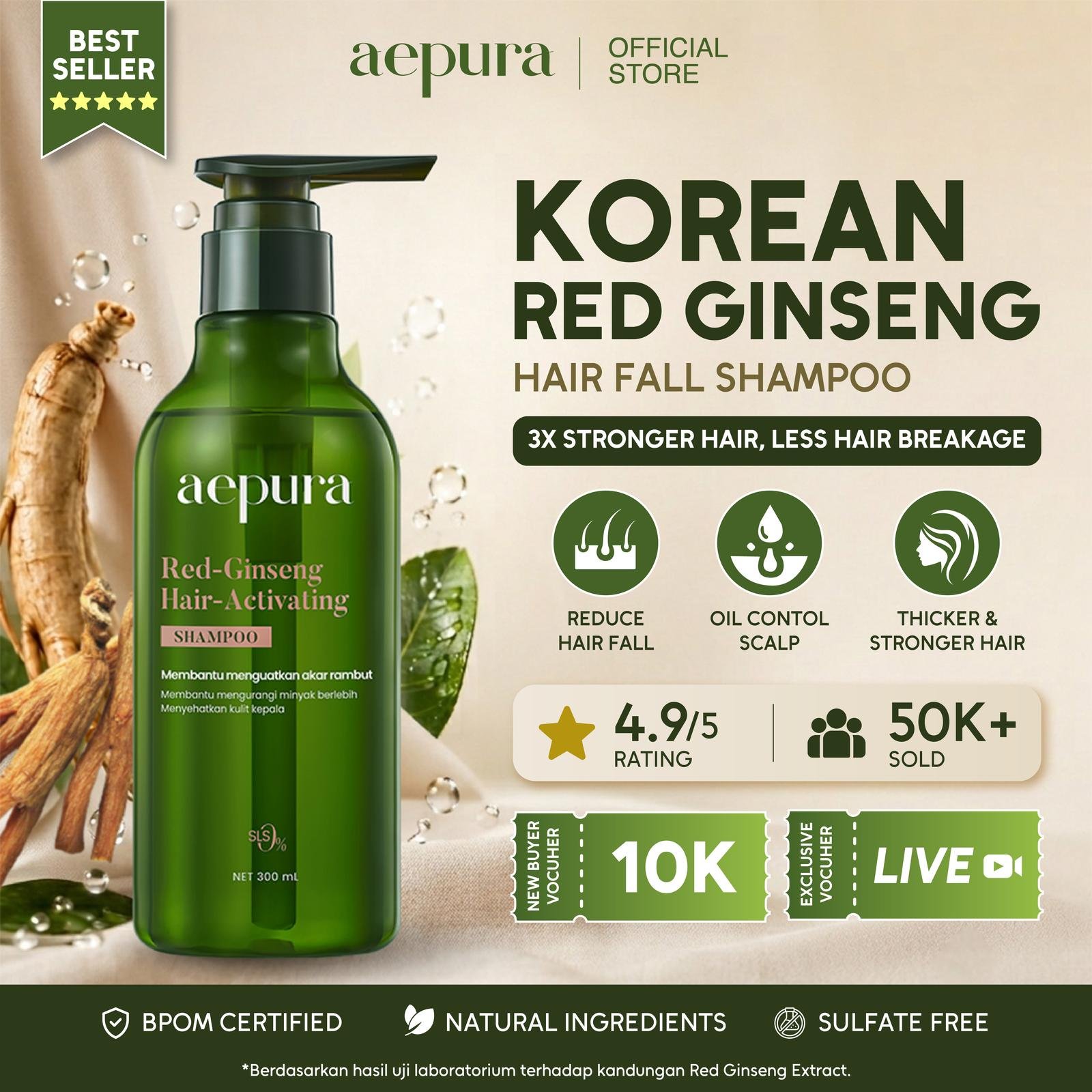 [BEST SELLING] aepura Red-Ginseng Hair Activating Shampoo 300ml