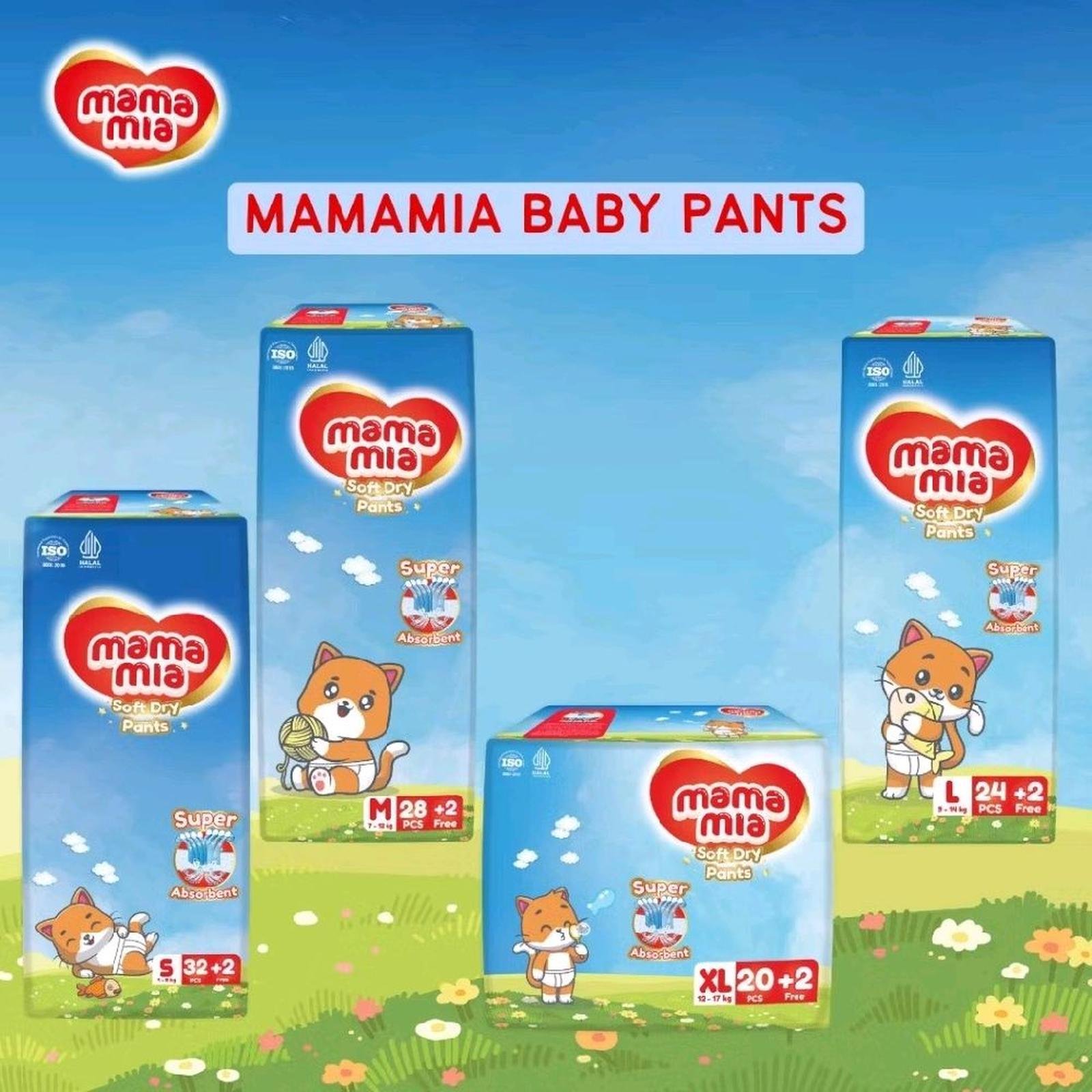 MAMAMIA Popok Bayi Celana S34 M30 L26 XL22 Anti Ruam HALAL