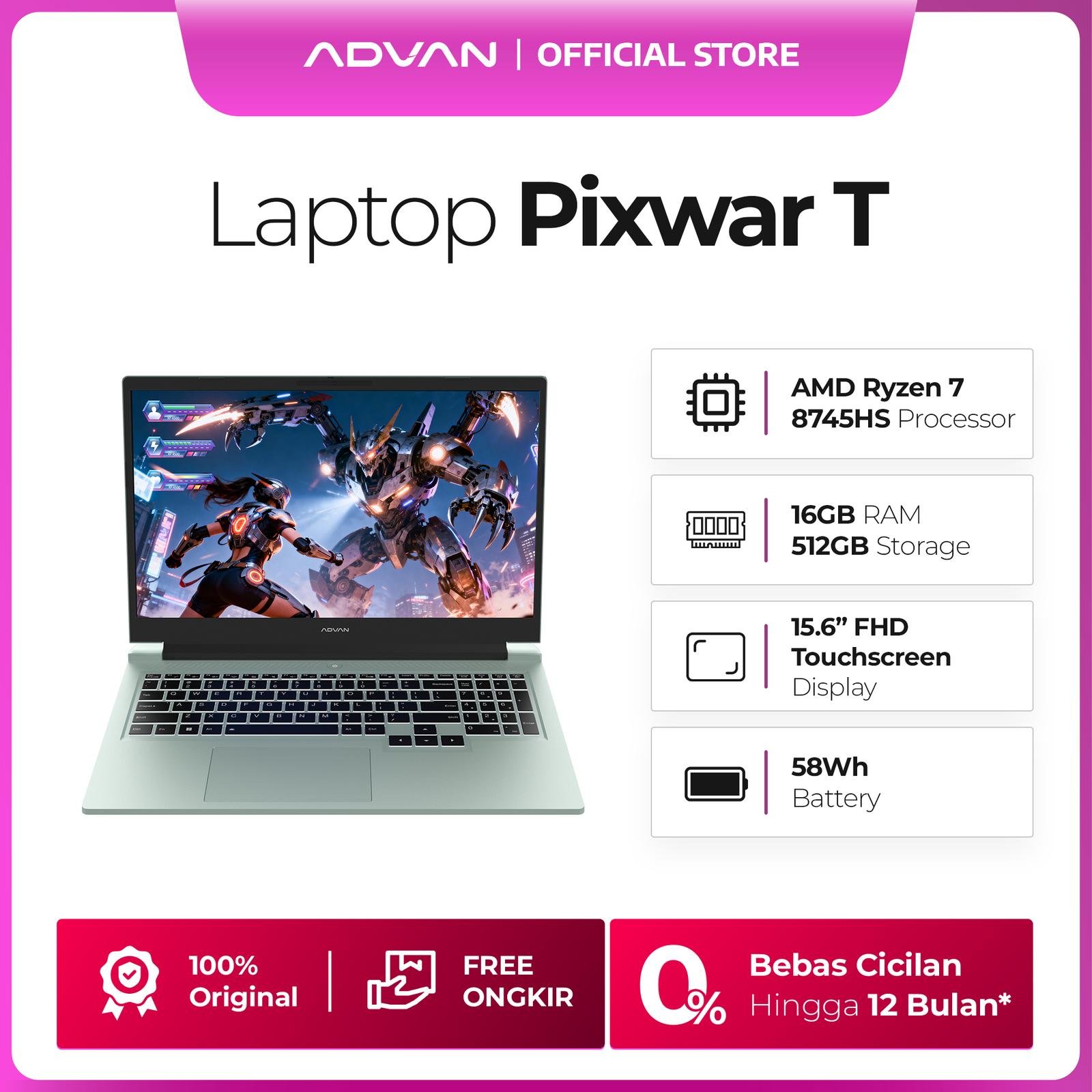 ADVAN Pixwar Touchscreen Laptop Gaming AMD Ryzen 7
